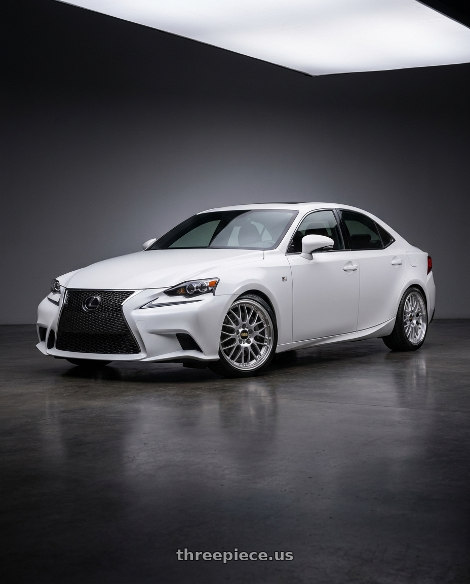 2015 lexus is200t white with BBS RS-GT 5x130 18x8.0+50 Diamond Silver wheels
