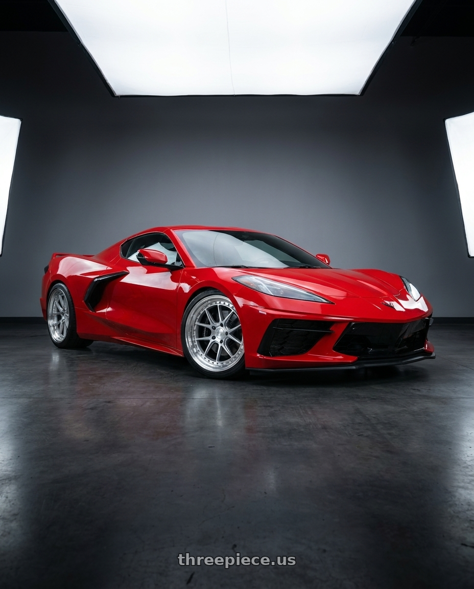 2022 chevrolet corvette with Aodhan DS08 5x120 19x9.5+35 Silver w/Machined Face wheels