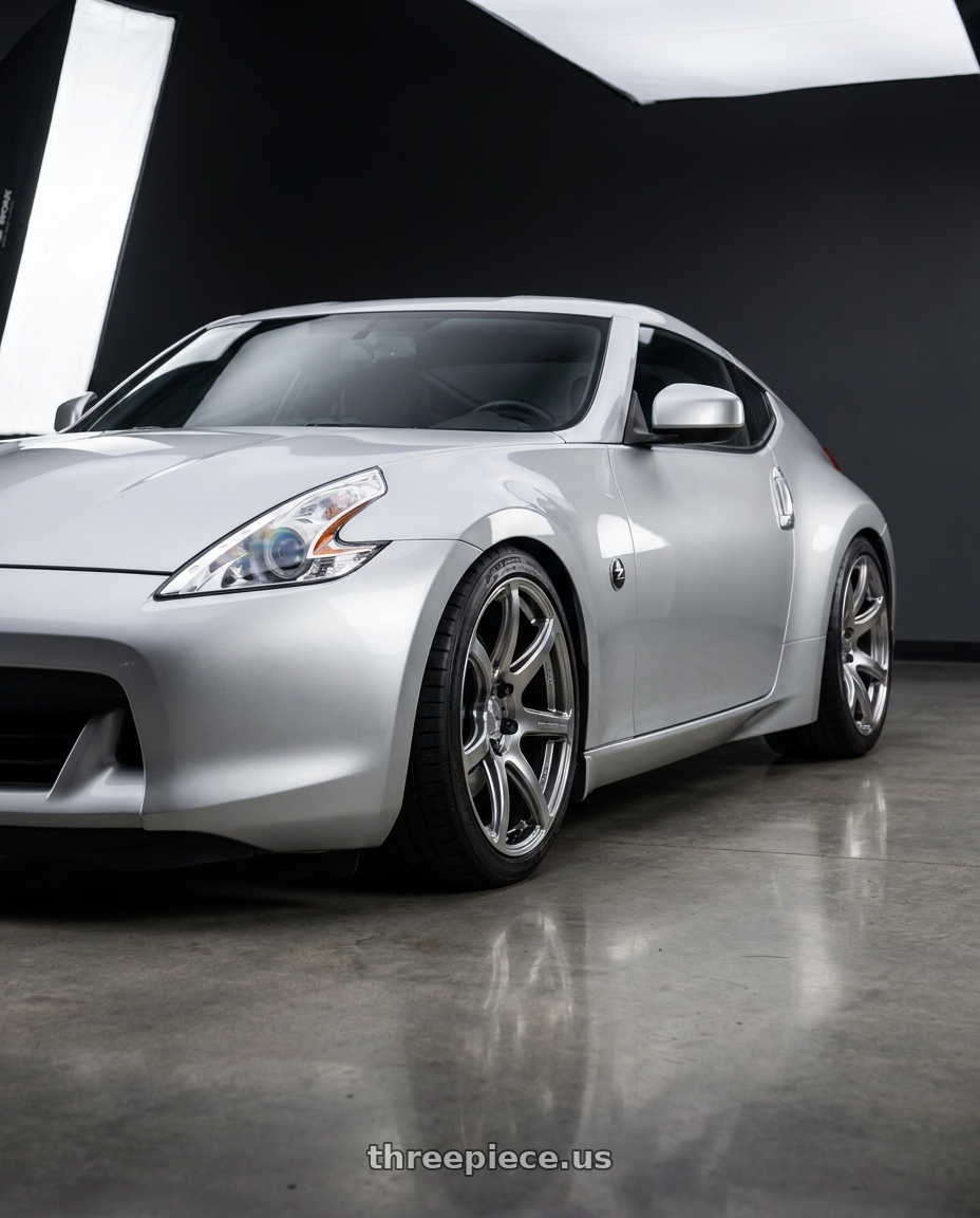 2009 Nissan 370z with Work Emotion T7r 5x100 19x10.5 +22 Gt Silver wheels