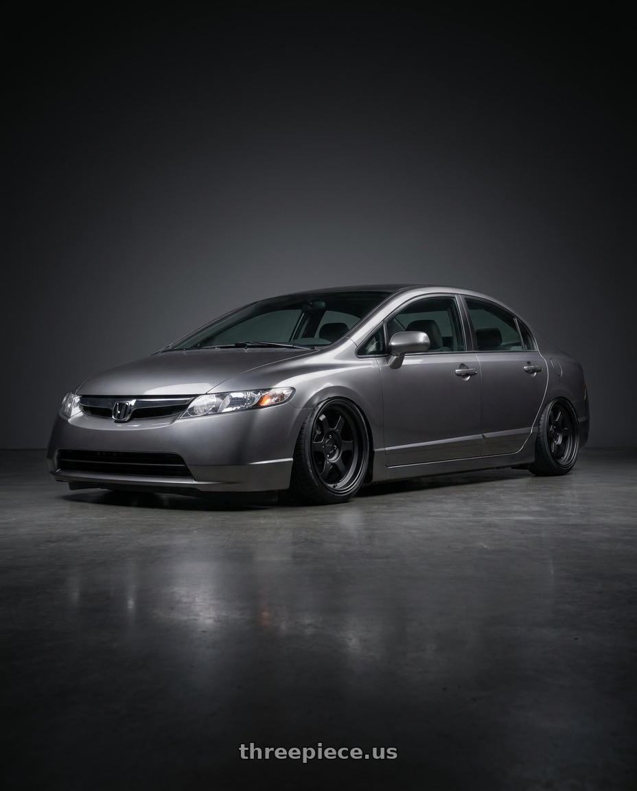 2007 Honda civic with 9six9 SIX-1 Deep 4x100 15X8 +20 Matte Black wheels