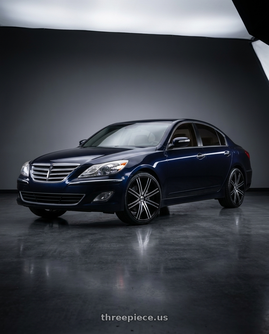 2011 Hyundai Genesis with Azara AZX-101 5x114.3/5x120 22x8.5 +38 Gloss Black & Machined wheels