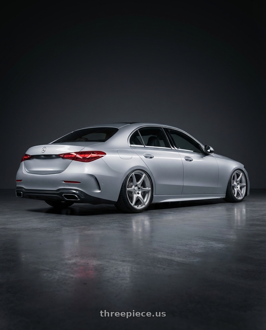 2022 Mercedes-Benz C-Class W206 with Kansei K11S Tandem 5X112 19x9.5 22 Hyper Silver wheels rear three quarter view slight stretch tires