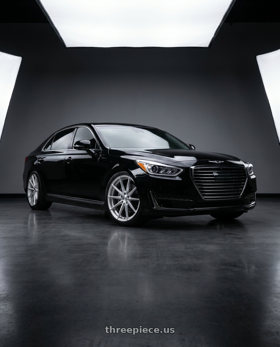 2018 Genesis G90 with DOLCE PERFORMANCE VELOCE 5x114.3 20x10 +40 Gloss Silver Machined Face wheels