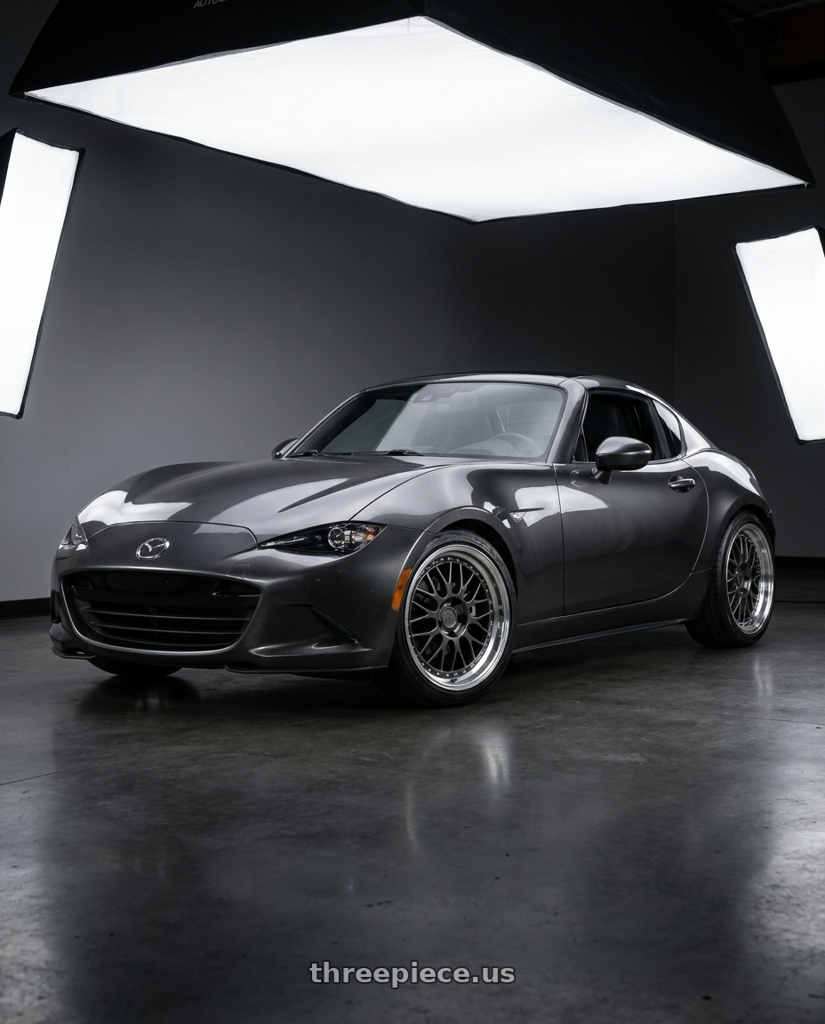 2017 Mazda mx5 RF with Aodhan AH02 4x100 / 4x114.3 17x8+35 Hyper Black w/ Machined Lip wheels