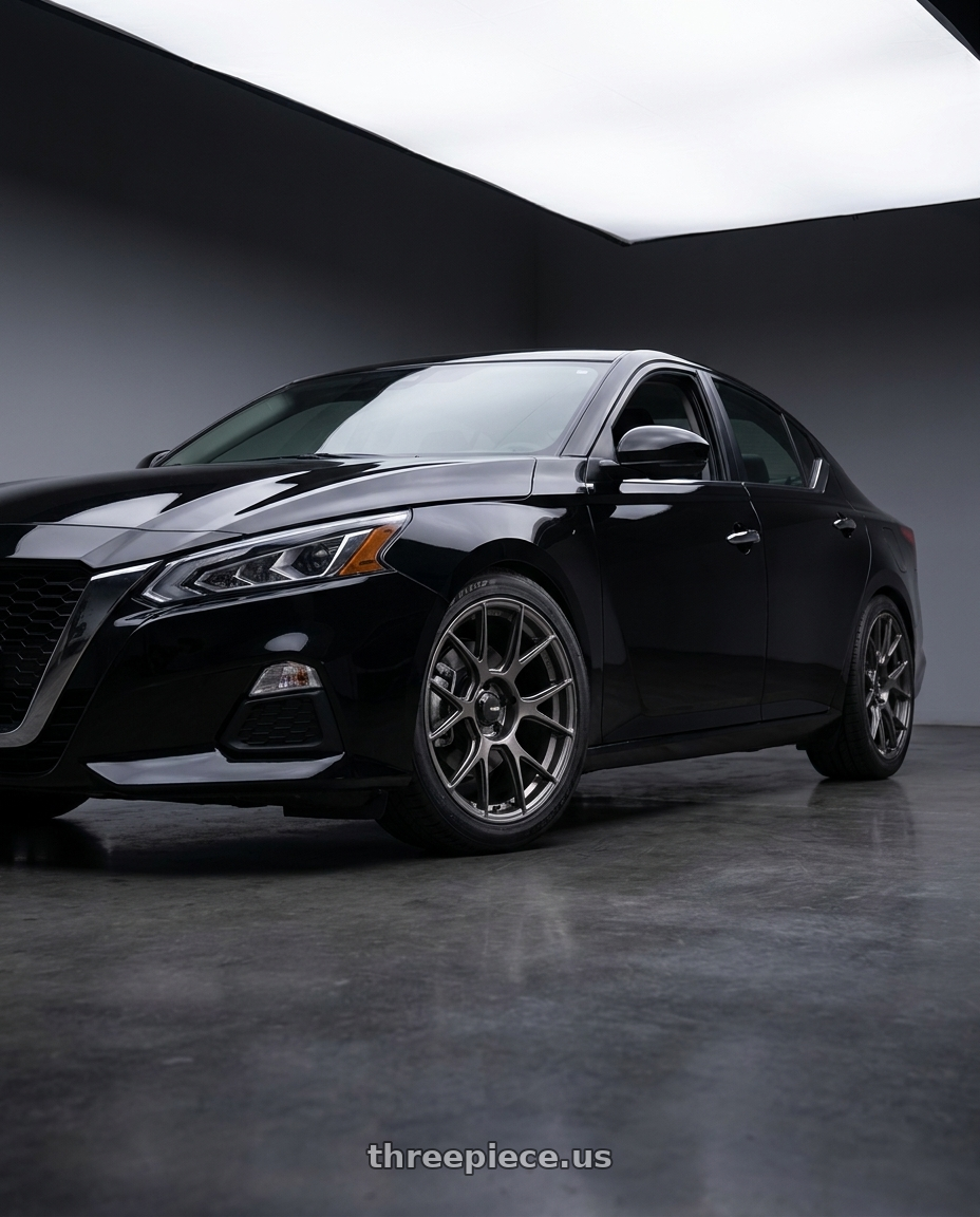 2021 Nissan Altima SV with Konig Ampliform 5x114.3 18x8.5+45 Dark Metallic Graphite wheels