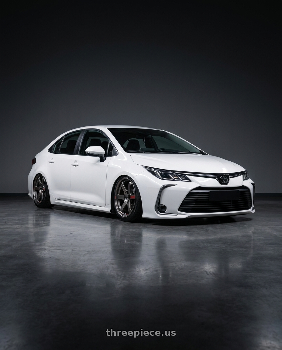 2020 Toyota Altis White with Volk Racing TE37 Saga SL 5x100 18x8.5+45 Pressed Graphite wheels