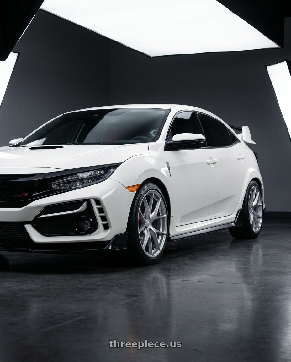 2021 Honda Civic Type R with Aodhan AFF7 5x120 18x9.5+35 Gloss Silver Machined Face wheels