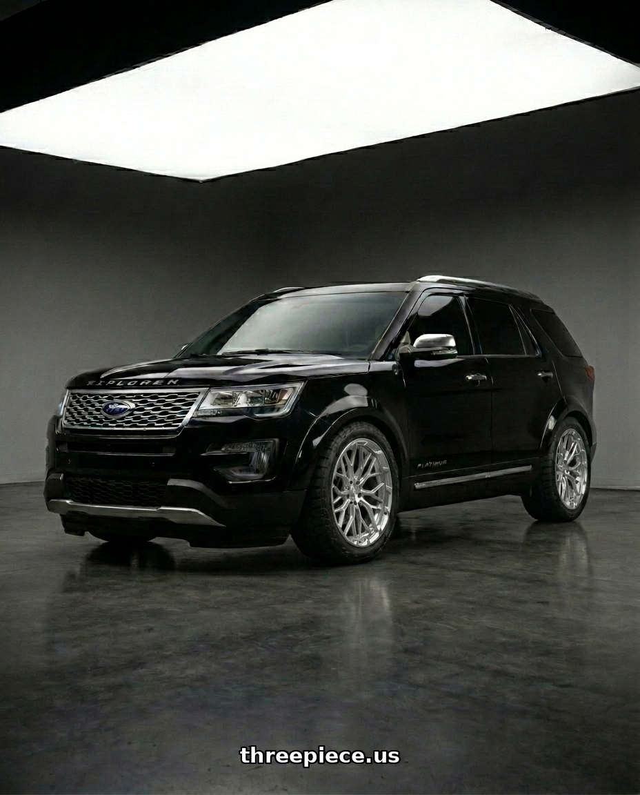 2019 ford explorer platinum  with DOLCE PERFORMANCE MAGARI 5x114.3 22x9 +38 Gloss Silver wheels