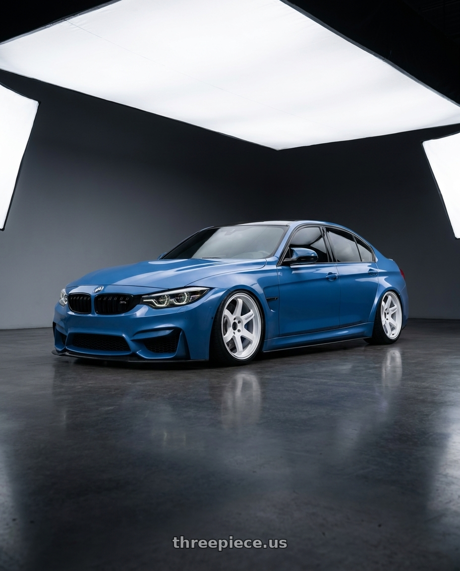 2018 BMW M3 Comp Avus with Volk Racing TE37 ULTRA M-SPEC 5x120 19x9.5+23 Dash White wheels