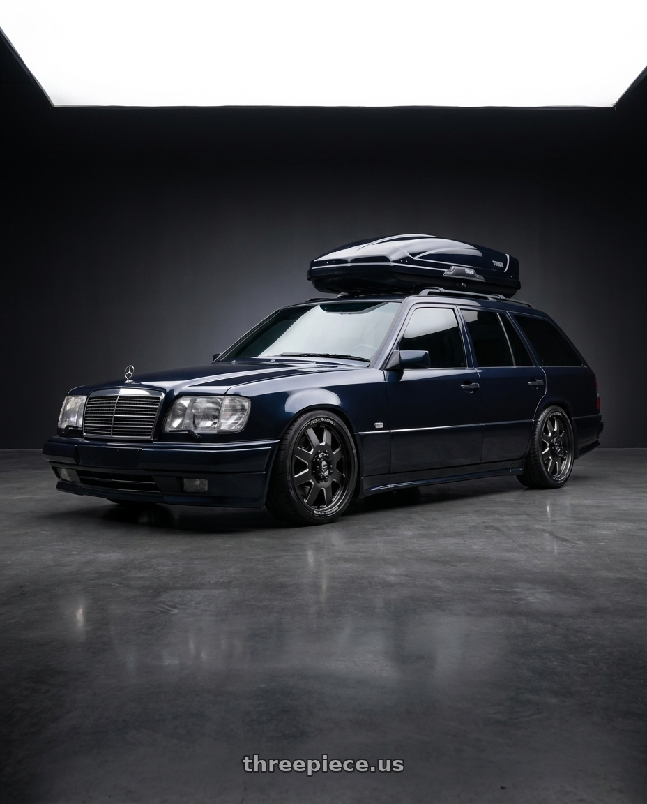 1995 mercedes 300TE midnight blue with Fuel Mono DE09 FF09D 10X225 20X8.25 +105 MATTE BLACK MILLED wheels