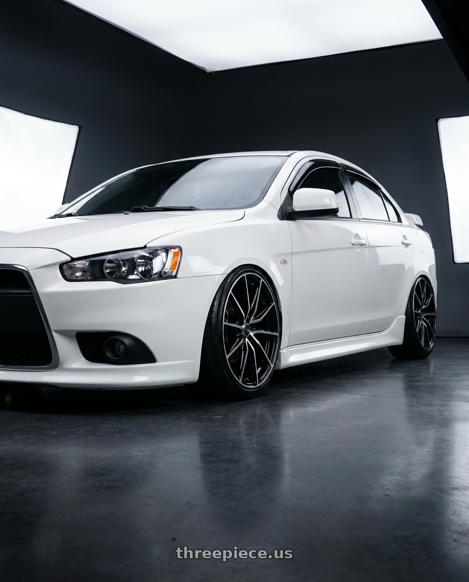 2012 mitsubishi fortis with Enkei DRACO 5x100 17x7.5+45 Black Machined wheels