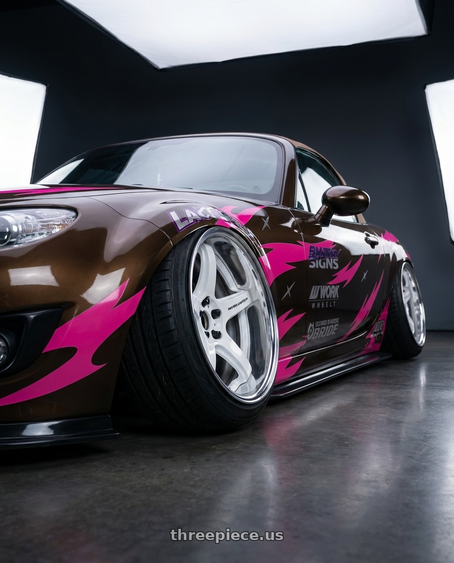 2012 Mazda miata with Work T5R 2P 5x100 18x10.0 +0 WHITE wheels