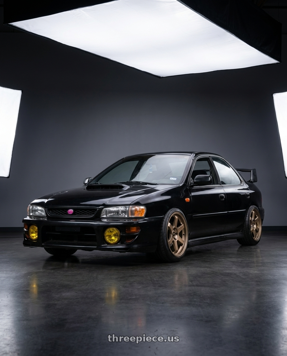 1998 Subaru Impreza GC8 with F1R F106 5x100 18x8.5 +35 Matte Bronze wheels