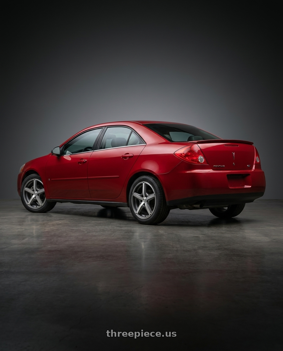 2008 Pontiac G6 GT with American Racing AR883 MAVERICK 5X110 16X7 +40 ANTHRACITE W/MACHINED FACE wheels rear three quarter view square tires