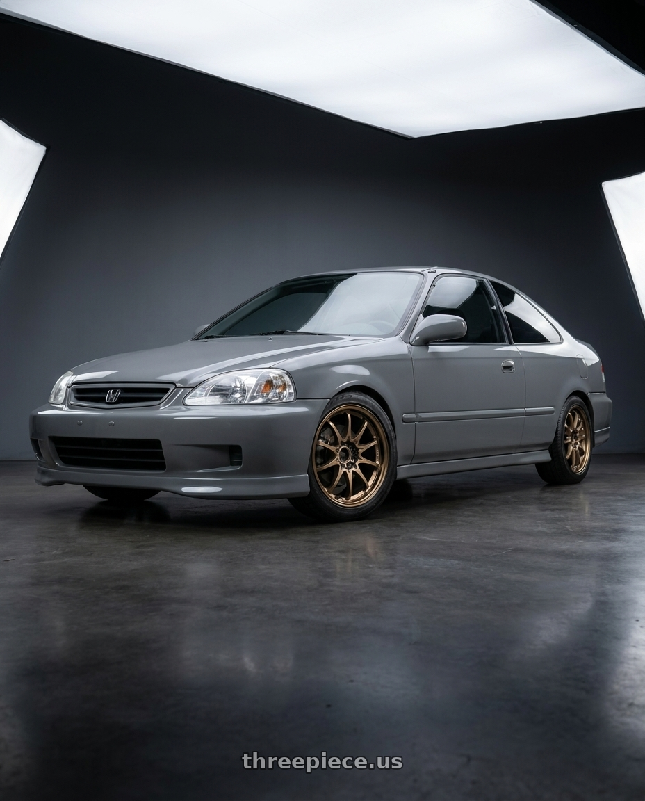 1997 honda civic coupe with Volk Racing CE28N-PLUS 5x114.3 17x7.5 +48 SHINING BRONZE METAL wheels