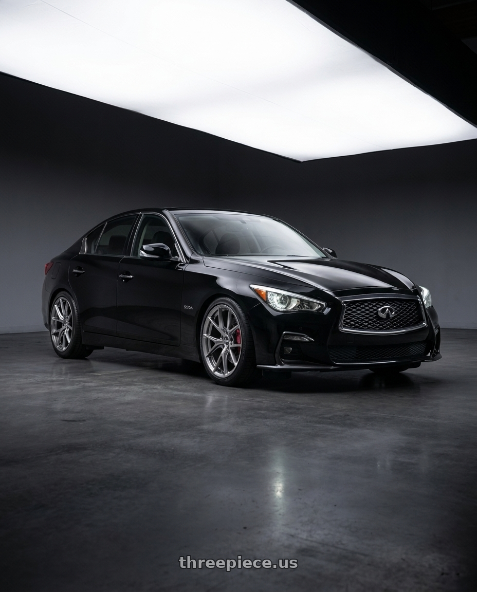 2024 Infiniti Q50 red sport with ESR Wheels FORGETECH SERIES RF2 5x100 18x9 +30 Hyper Black wheels