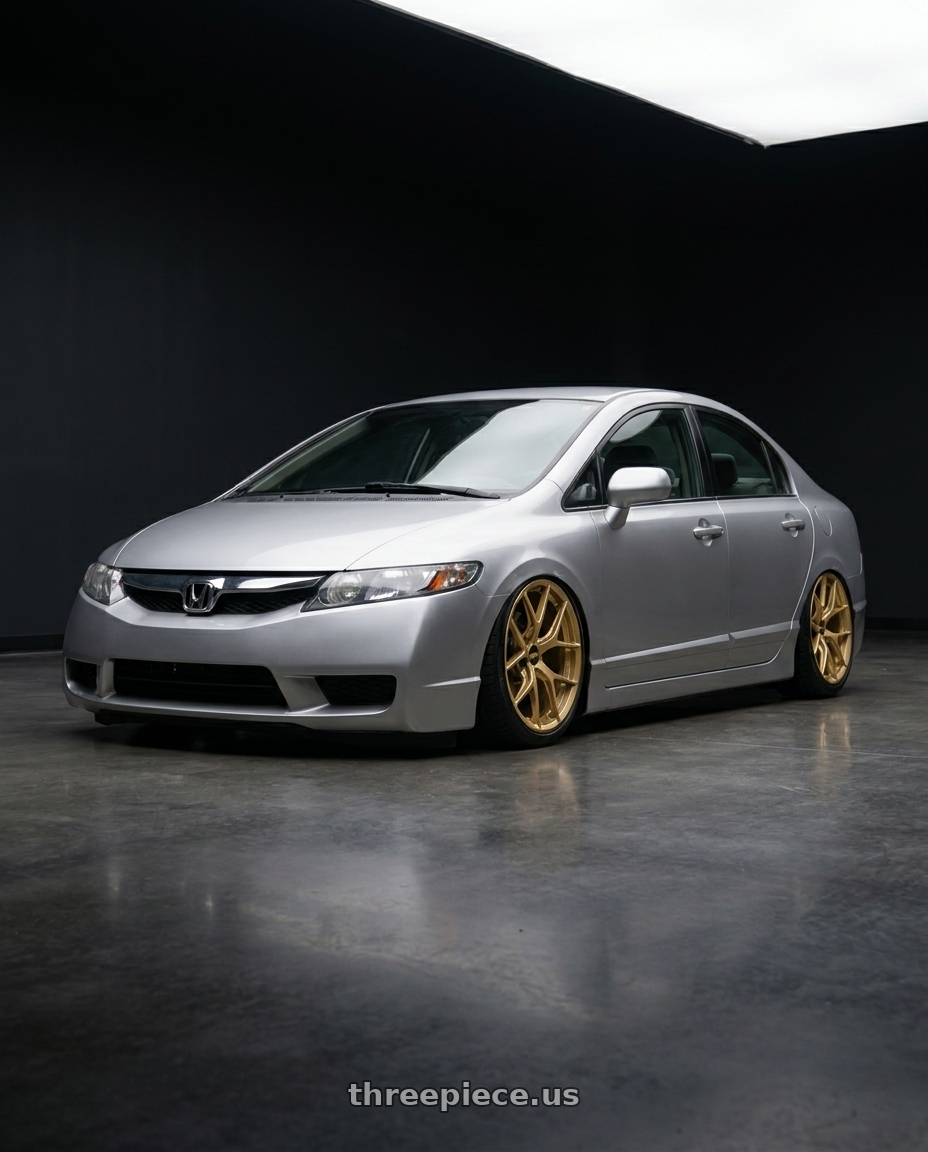 2010 Honda civic with BBS FI-R 5x120 19x10.5+35 Gold wheels