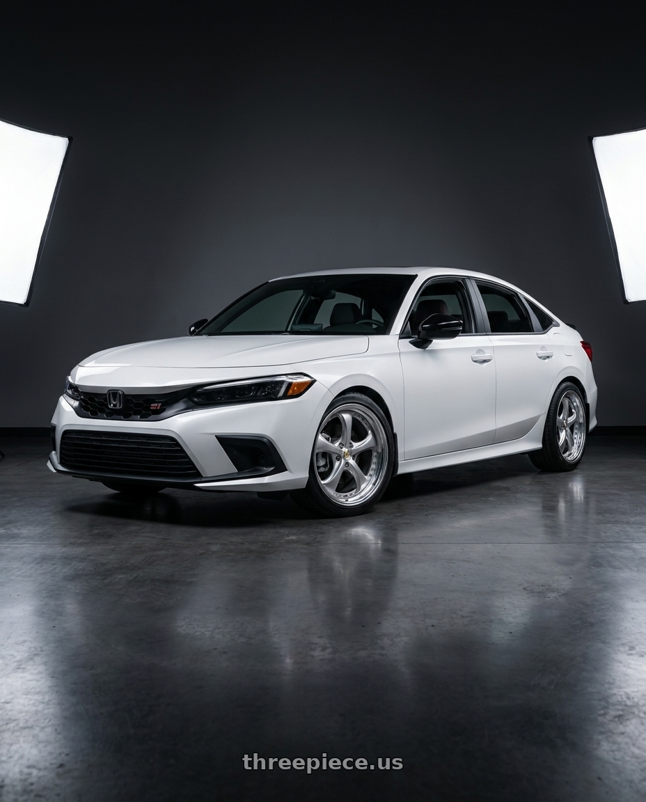 2023 Honda Civic Si Platinum with Work Wheels VS-KF 5x114.3 20x8.5+40 Light Grey Silver O Disk STEP RIM wheels
