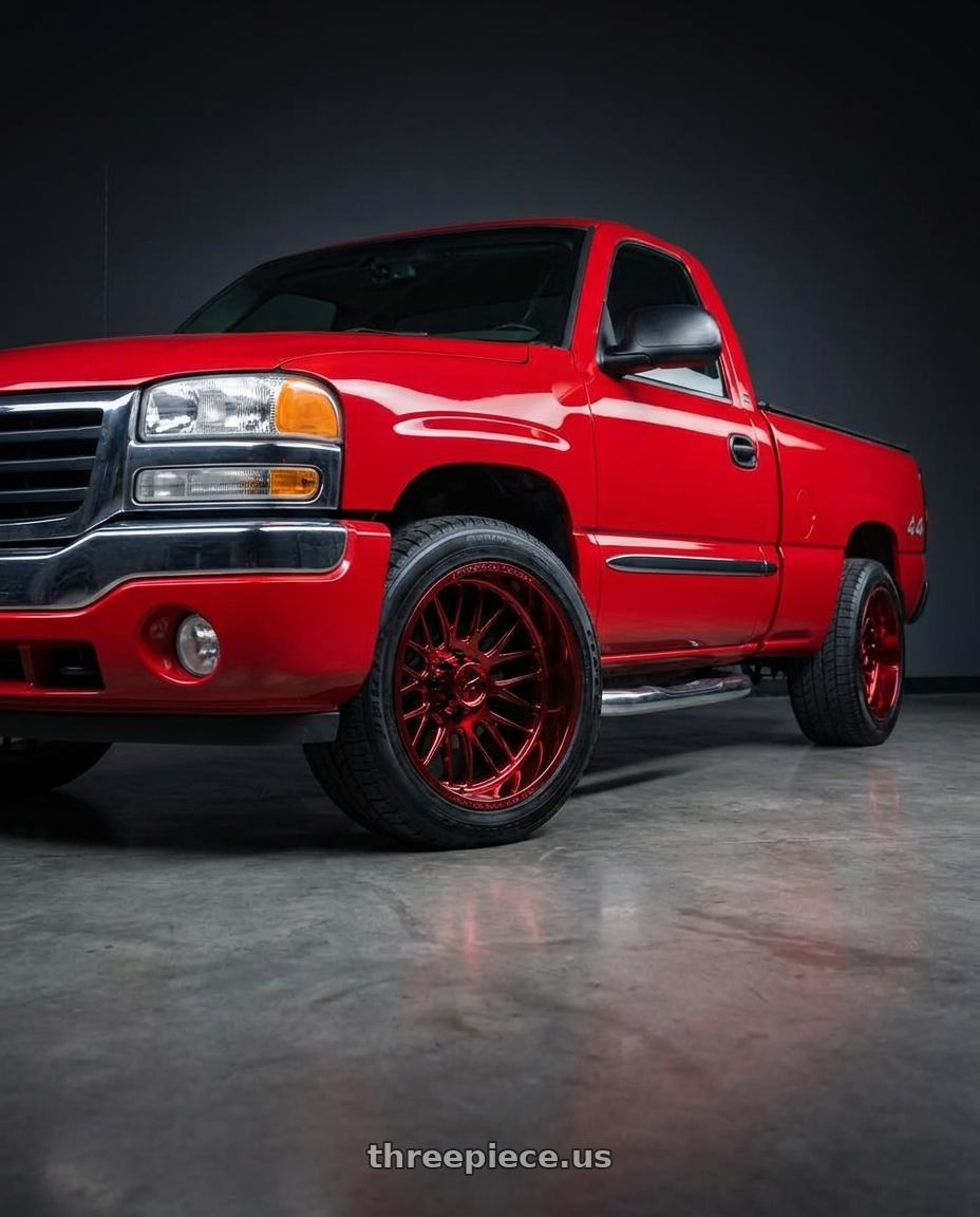 2004 gmc sierra 1500 fire with Fittipaldi Offroad FT101RTB 6x139.7 18x9 +18 Red Tint Black wheels