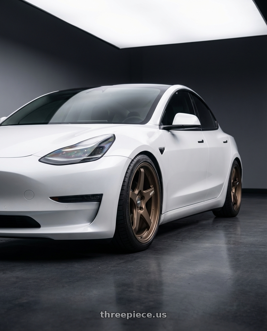 2023 Tesla Model 3 with ESR Wheels APEX SERIES AP5 5x114.3 19x8.5 +30 Matte Bronze wheels