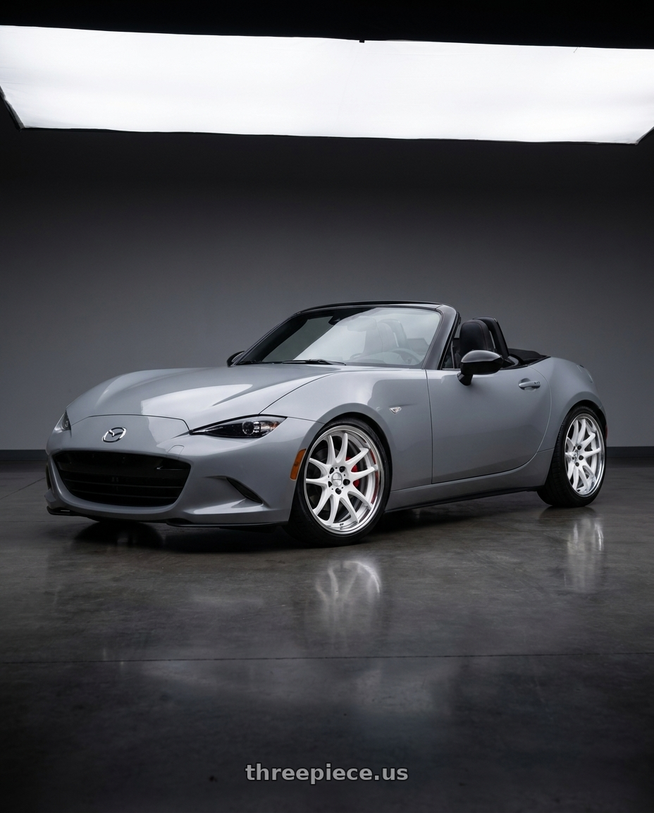 2026 Mazda MX-5 Club with Work Cr 2P 4x100 17x8.0 +38 Gloss White wheels