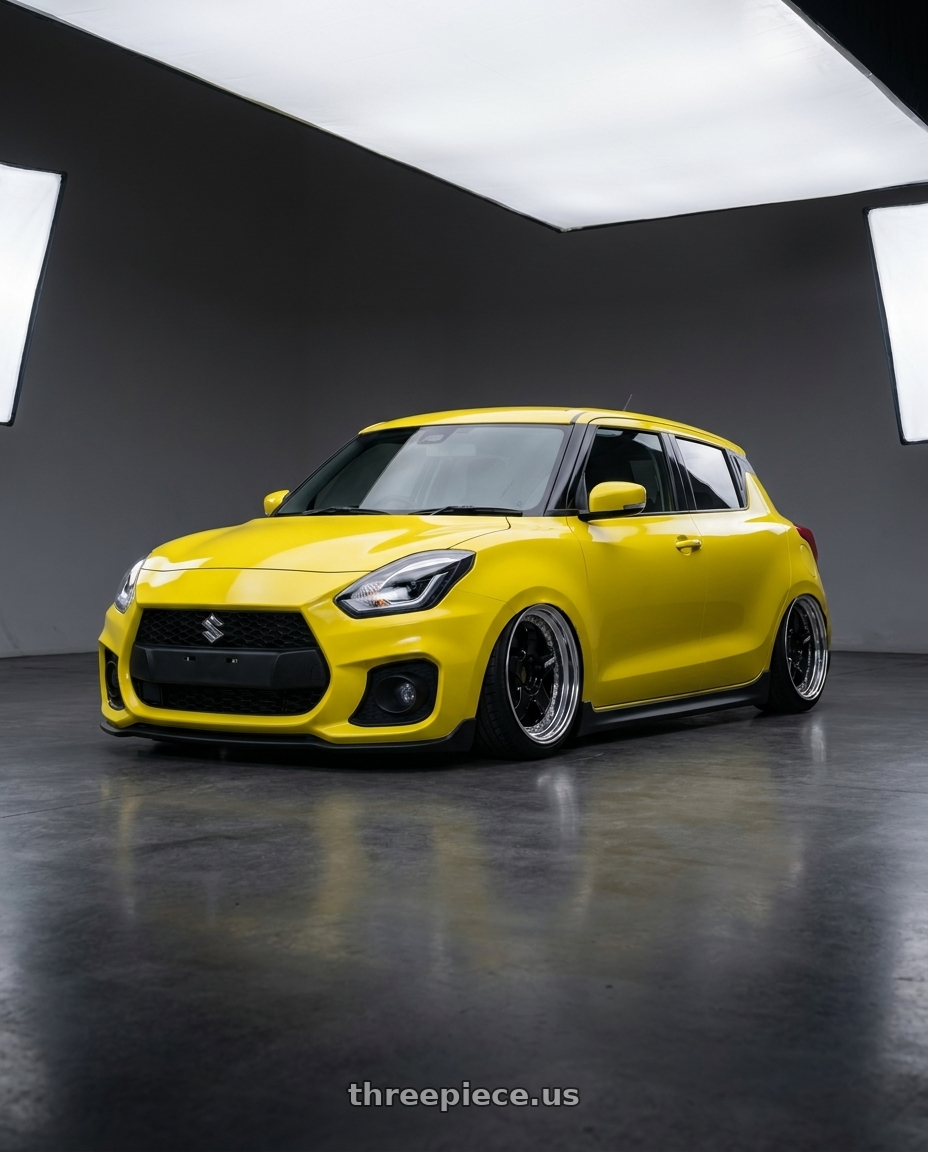 2019 Suzuki swift sport fitted with Work Meister S1 3P 5x100 18x7+48 A Disk Black $820 wheels