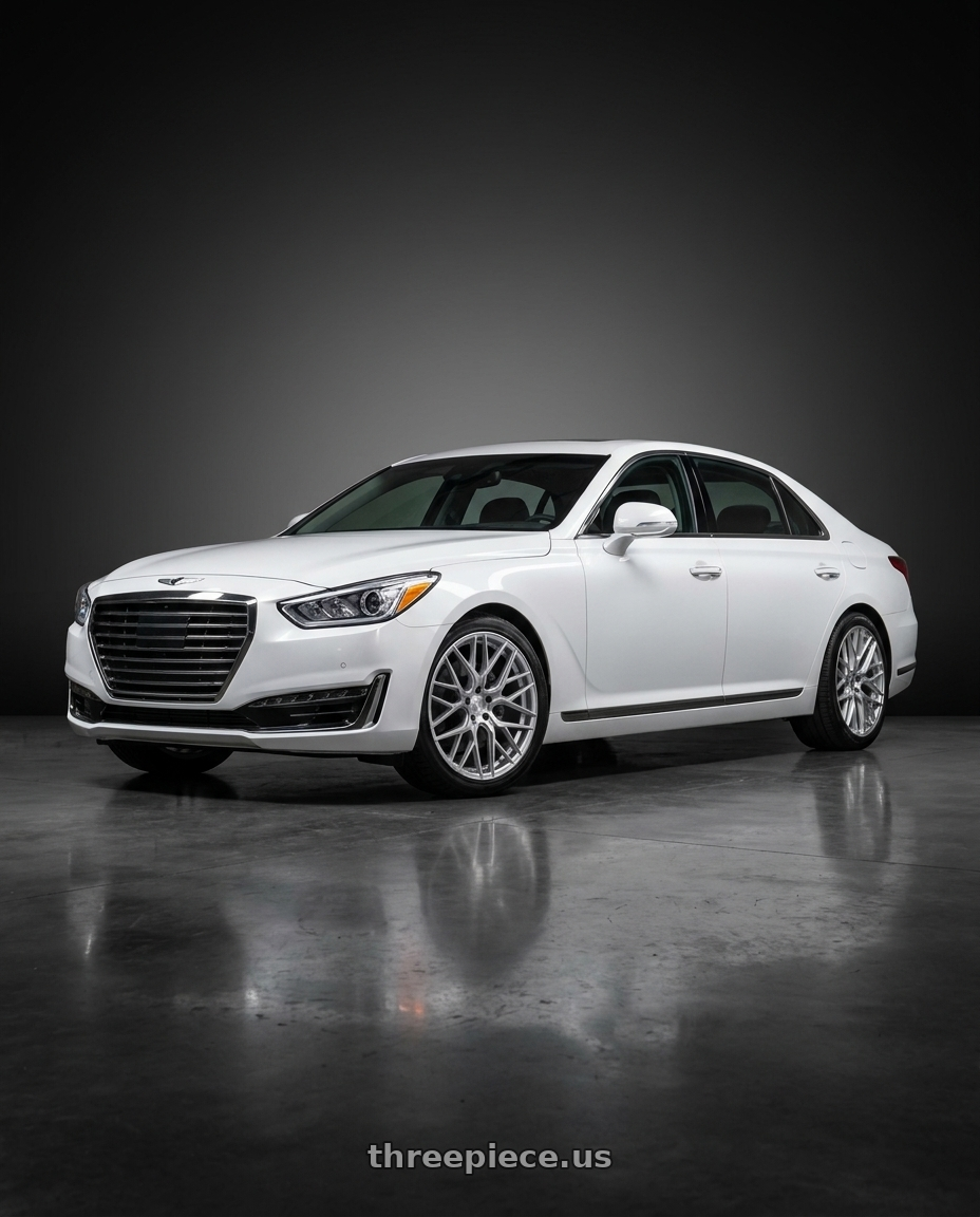 2018 genesis g90 ultimate with Aodhan AFF9 5x114.3 20x9+30 Gloss Silver Machined Face wheels