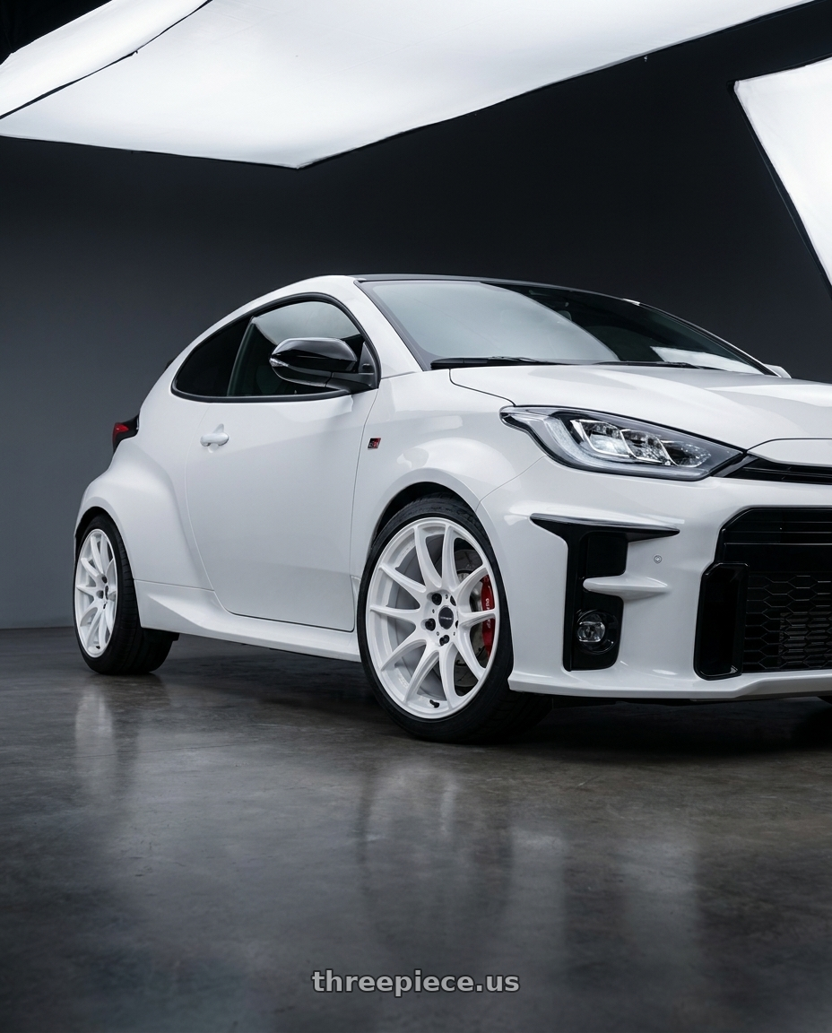 2021 gr yaris with WORK Emotion CR Shigoku 5x114.3 18x9 +38 Ice White ICW wheels