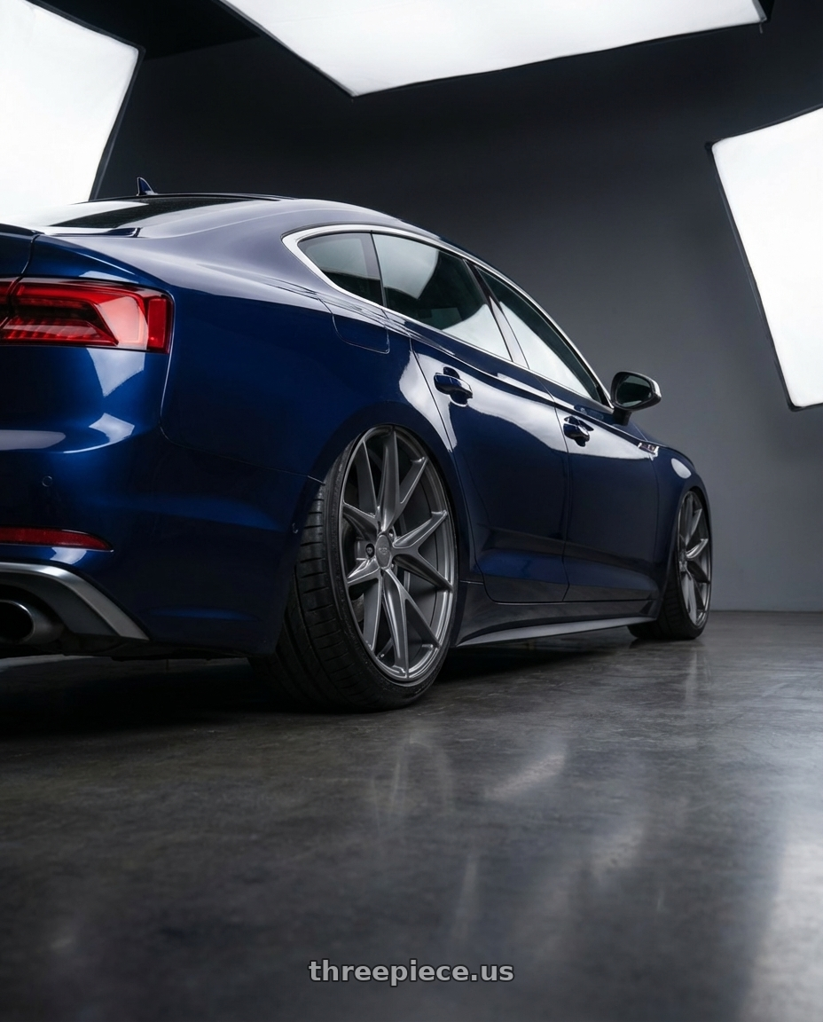 2014 Audi S5 B8 with Niche 1PC M116 MISANO 5X112 20X10.5 +27 MATTE GUN METAL wheels rear three quarter view slight stretch tires