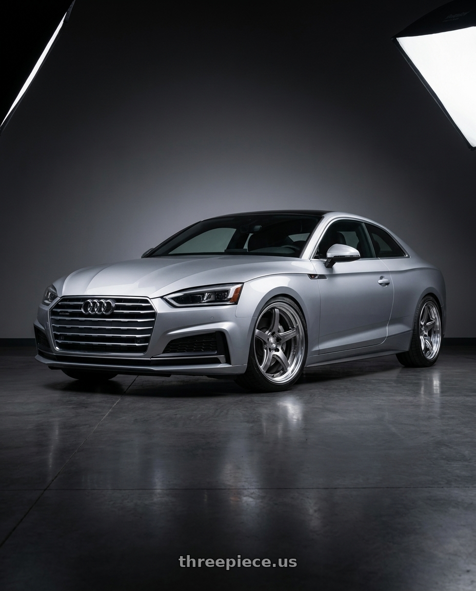 2018 Audi A5 with Work T5R 2P 5x112 19x8.5 +22 GT SILVER wheels