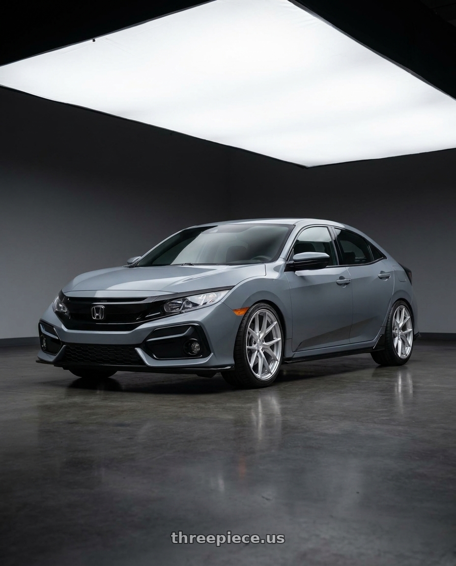 2021 Honda Civic Type R with Aodhan AFF7 5x120 18x9.5+35 Gloss Silver Machined Face wheels