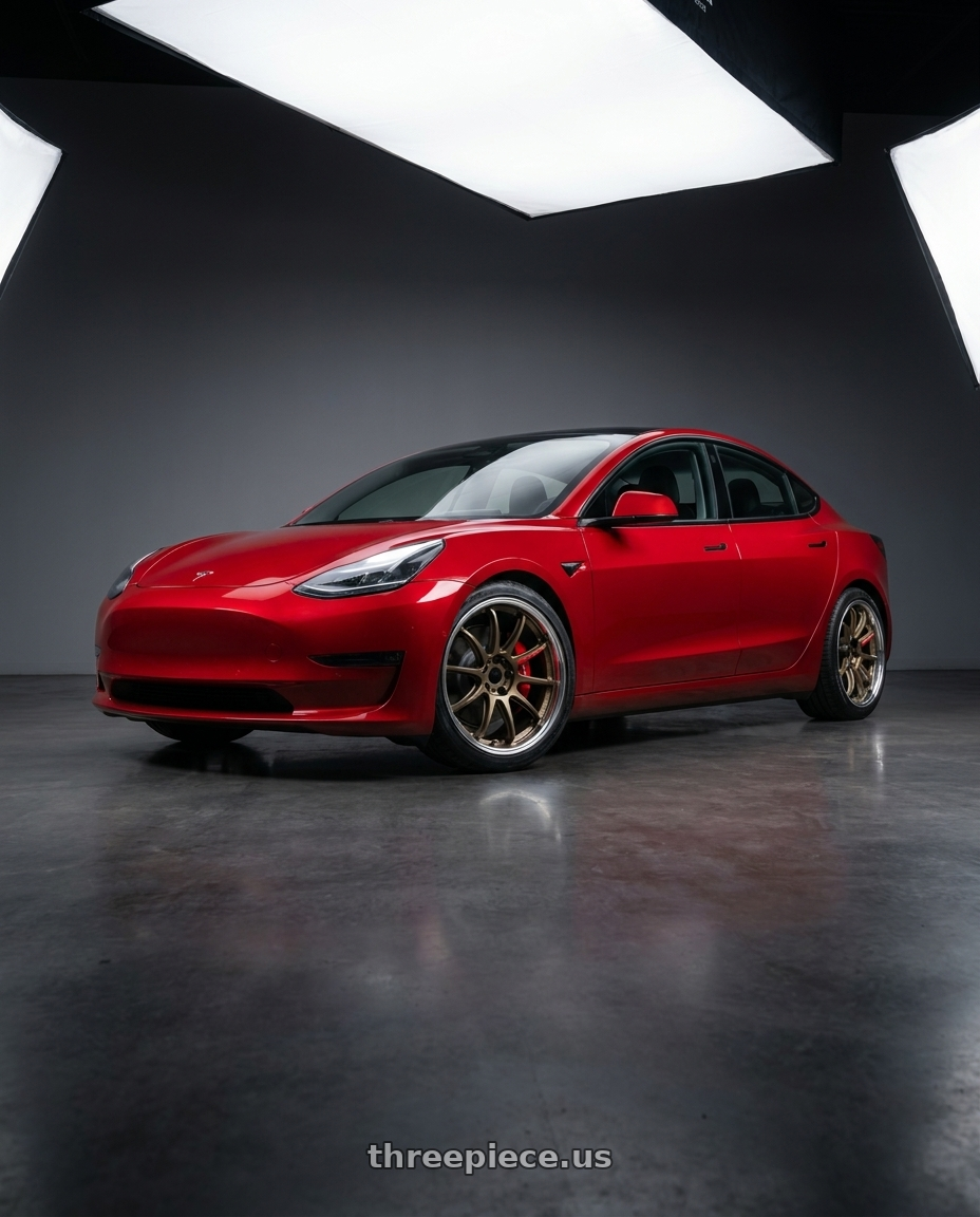 2022 Tesla model 3 performance with Work Zr10 2P 5x114.3 19x9.0 +38 Matte Bronze wheels