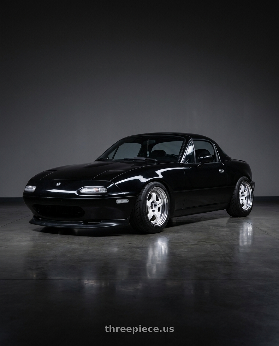 1995 Mazda miata with Work Meister S1 2P 4x100 15x9+12 A Disk Black wheels