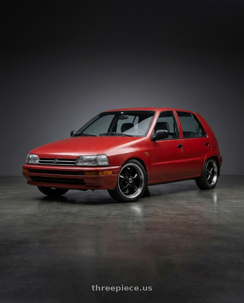 1994 Daihatsu Charade 4Doors Hatchback with American Racing AR105 TORQ THRUST M 5X114.3 18X9 +24 GLOSS BLACK W/ MACHINED LIP wheels