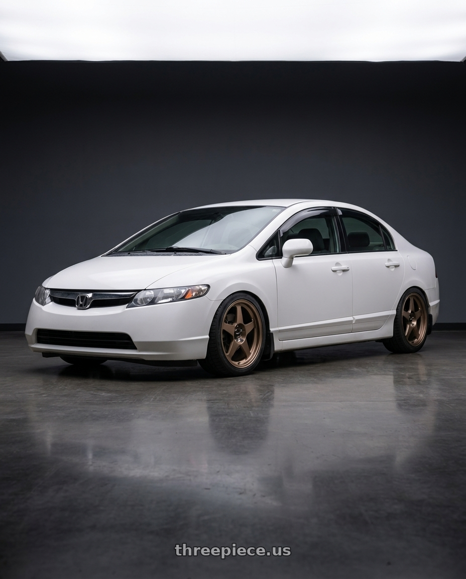 2007 honda civic ex with R6061 Forged R1 5x114.3 18X8.5 +35 Matte Bronze wheels