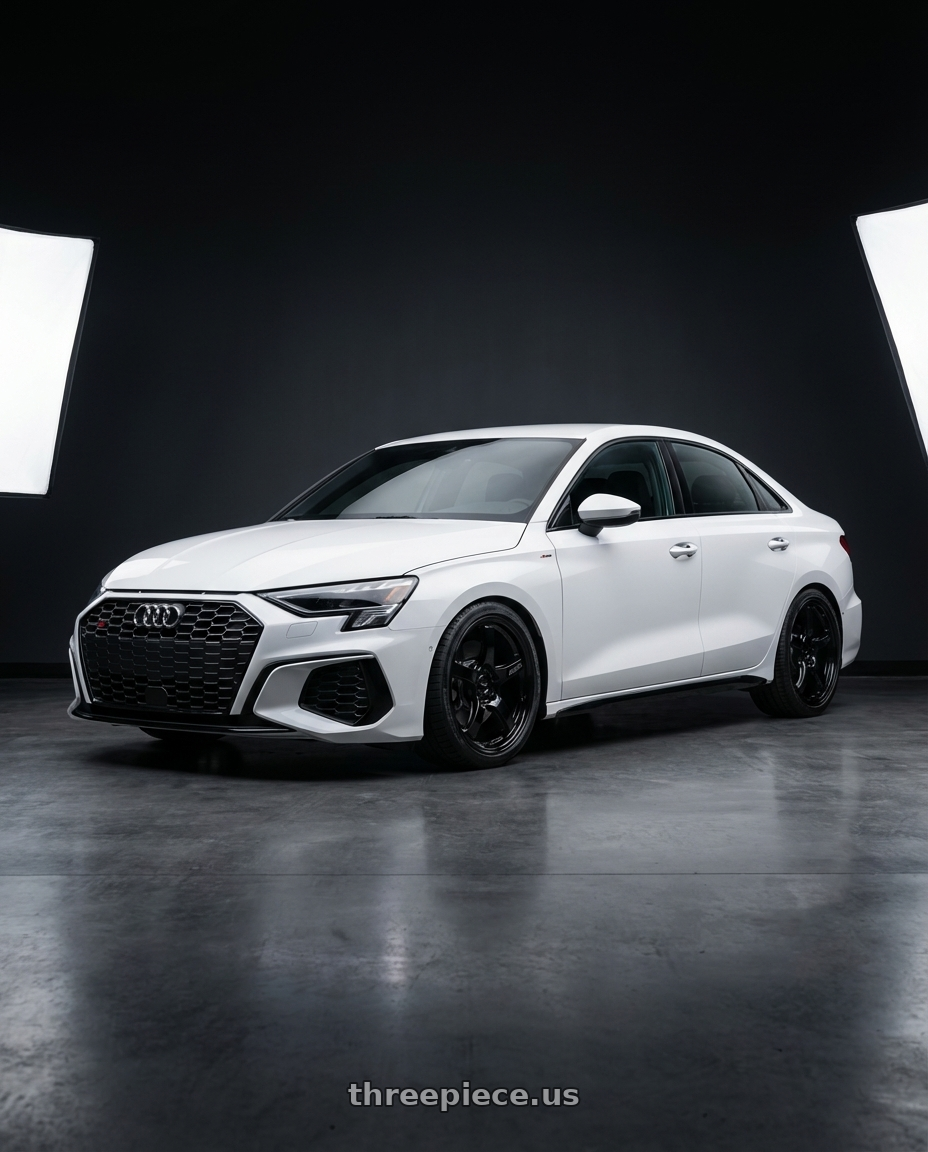 2024 Audi S3 8Y with Gram Lights 57CR 5x112 19x10.5+35 Glossy Black wheels