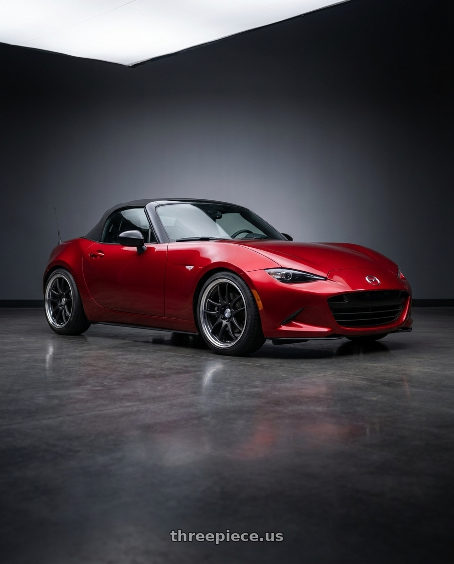 2024 mazda mx5  with Work Cr 2P 4x100 17x8.0 +38 Matte Black wheels