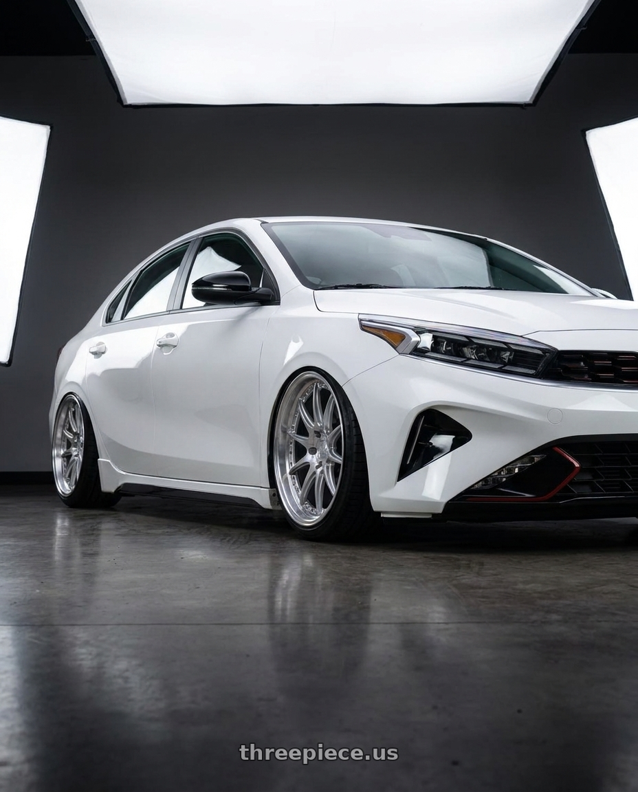 2023 kia forte with Aodhan DS07 5x100 18x9.5+35 Silver w/Machined Face wheels