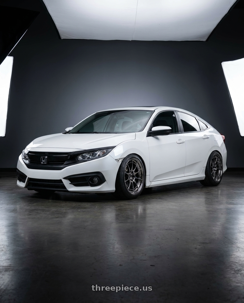 2016 Honda Civic sedan with Enkei NT03+M 5x114.3 18x9.5+27 SBC wheels