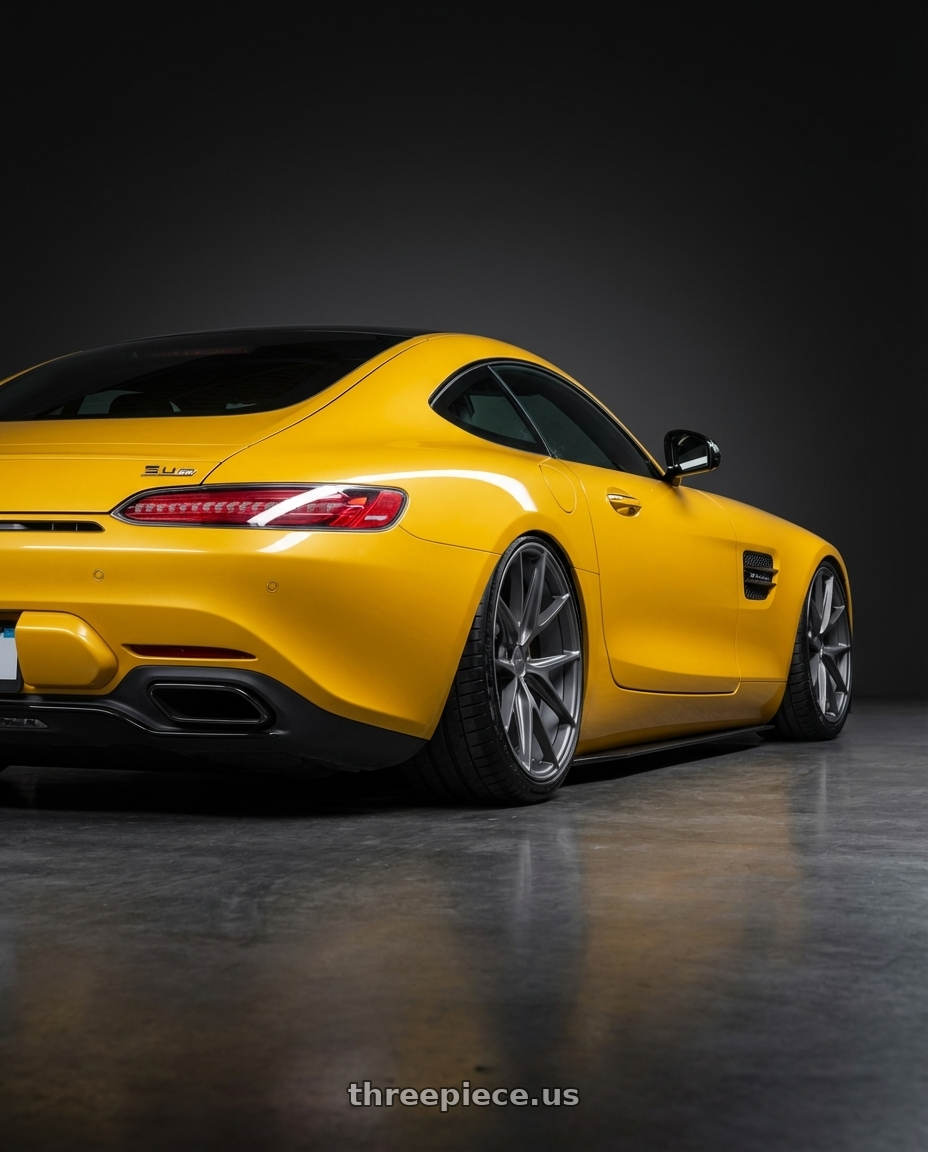 2019 Mercedes-Benz AMG GT with Niche 1PC M116 MISANO 5X112 20X10 +40 MATTE GUN METAL wheels rear three quarter view slight stretch tires