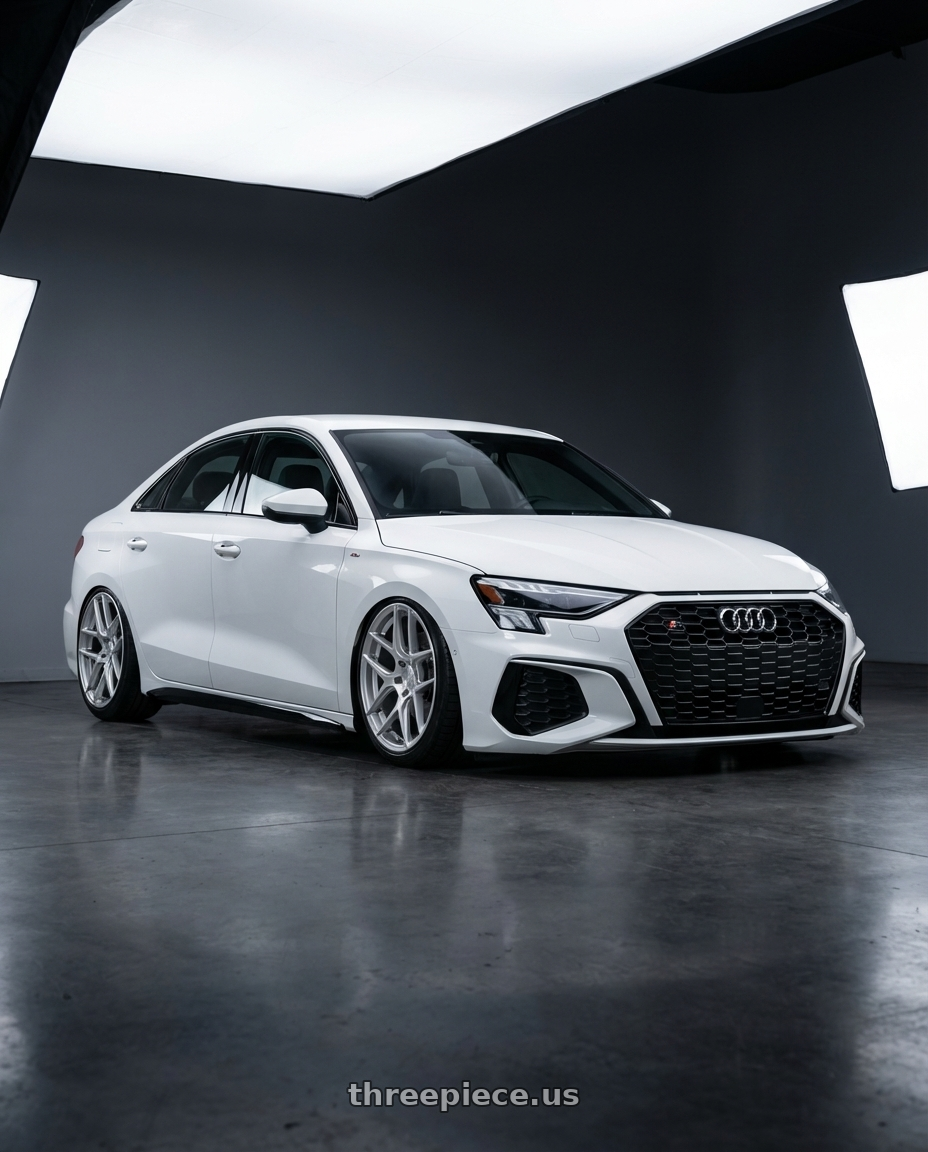 2024 Audi S3 8Y with Aodhan AFF2 5x112 19x9.5+35 Gloss Silver Machined Face wheels