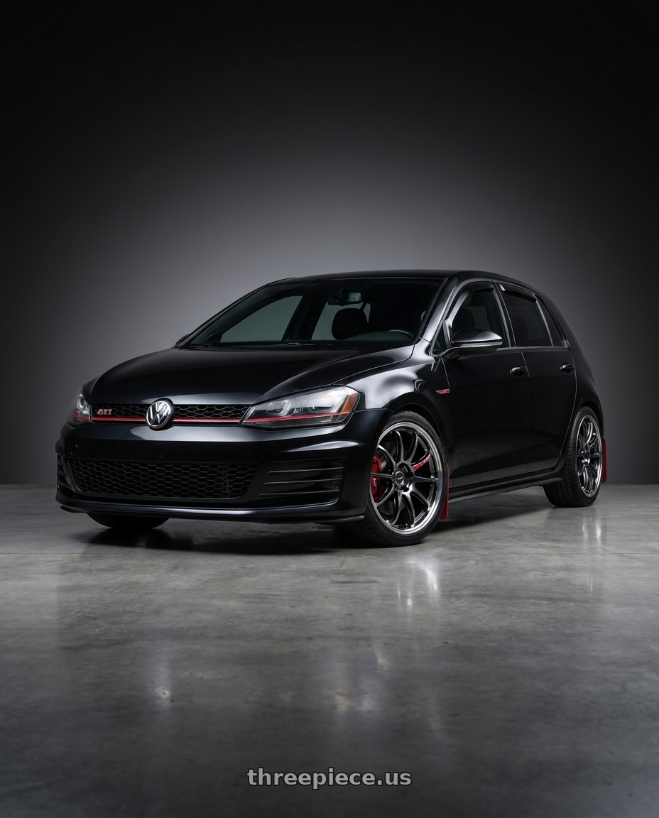 2017 Volkswagen Golf gti sport with Work Emotion Zr10 5x112 18x8.5 +38 Glim Black Diamond Rim cut wheels