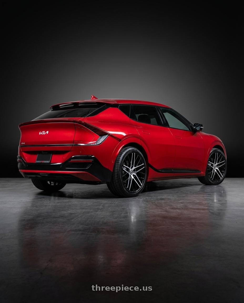 2024 kia ev6 with CAPRI LUXURY C0104 5x120 20x9+35 POLISH/BLACK wheels rear three quarter view square tires