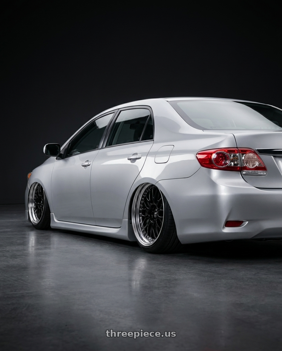 2012 Toyota altis with Work Zistance W10m 5x114.3 19x8+14 S Disk Black wheels rear three quarter view slight stretch tires