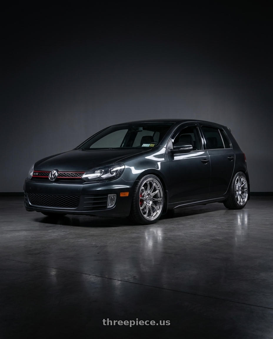 2014 VW GTI Wolfsburg Edition with KATANA RACING HR06 5x112 18x8.5 +35 Chrome wheels