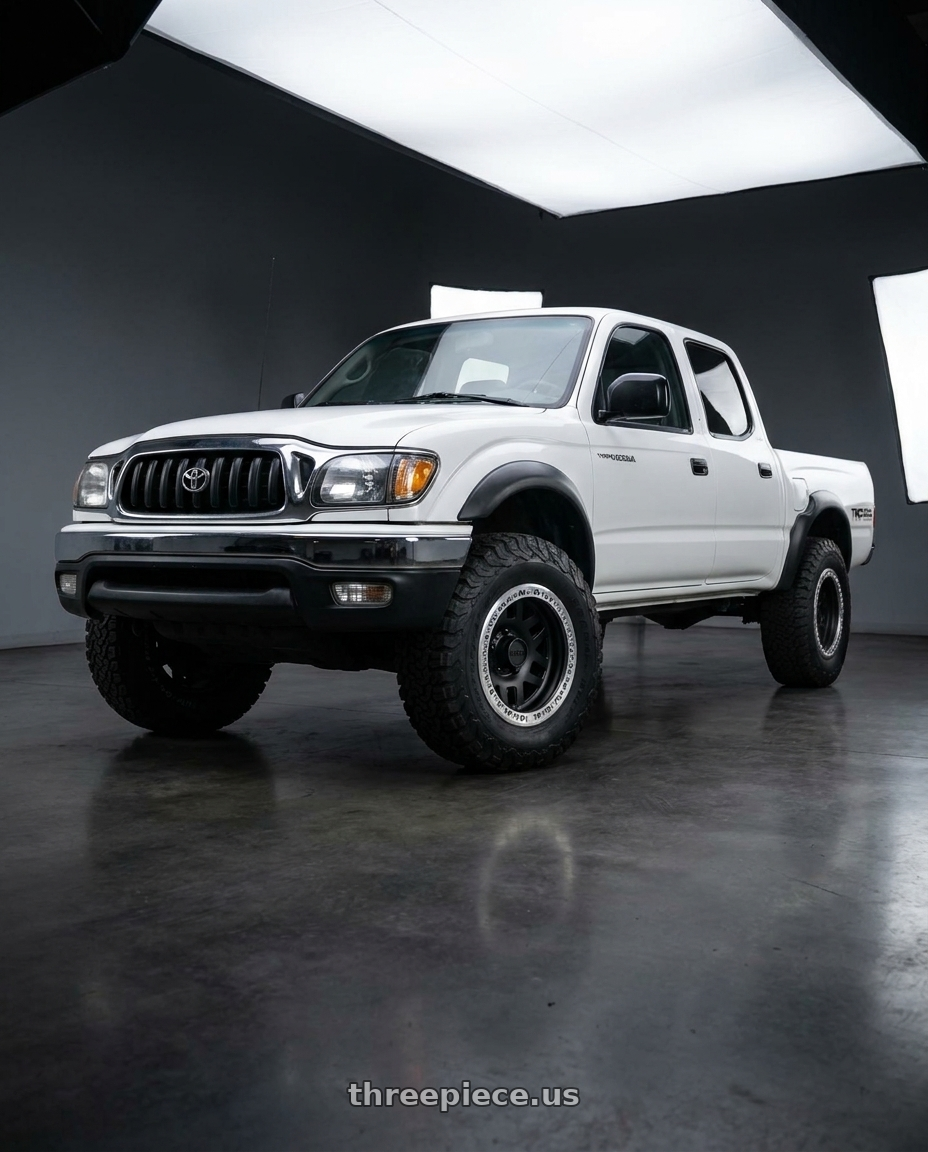 2002 Toyota Tacoma with KMC KM229 MACHETE CRAWL BEADLOCK 6X139.7 17X9 -38 SATIN BLACK MACHINED BEAD RING wheels