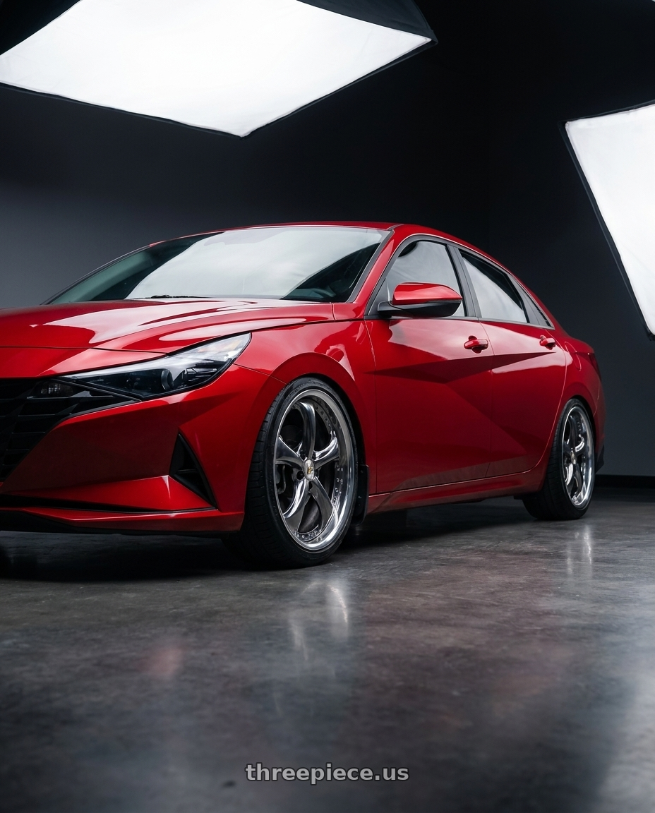 2021 Hyundai Elantra SEL scarlet with Work Wheels VS-KF 5X114.3 19x8+40 Brilliant Silver Black A Disk FULL REVERSE wheels