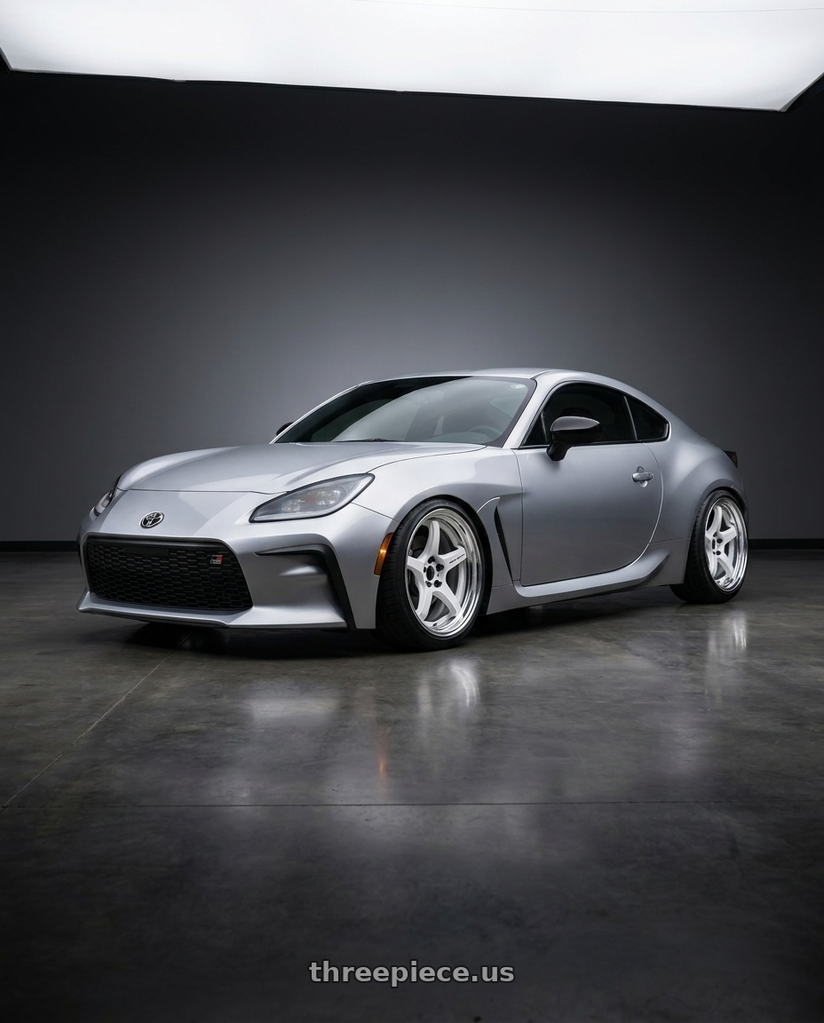 2024 Toyota GR86 Silver with Work T5R 2P 5x100 18x10.0 +22 WHITE wheels