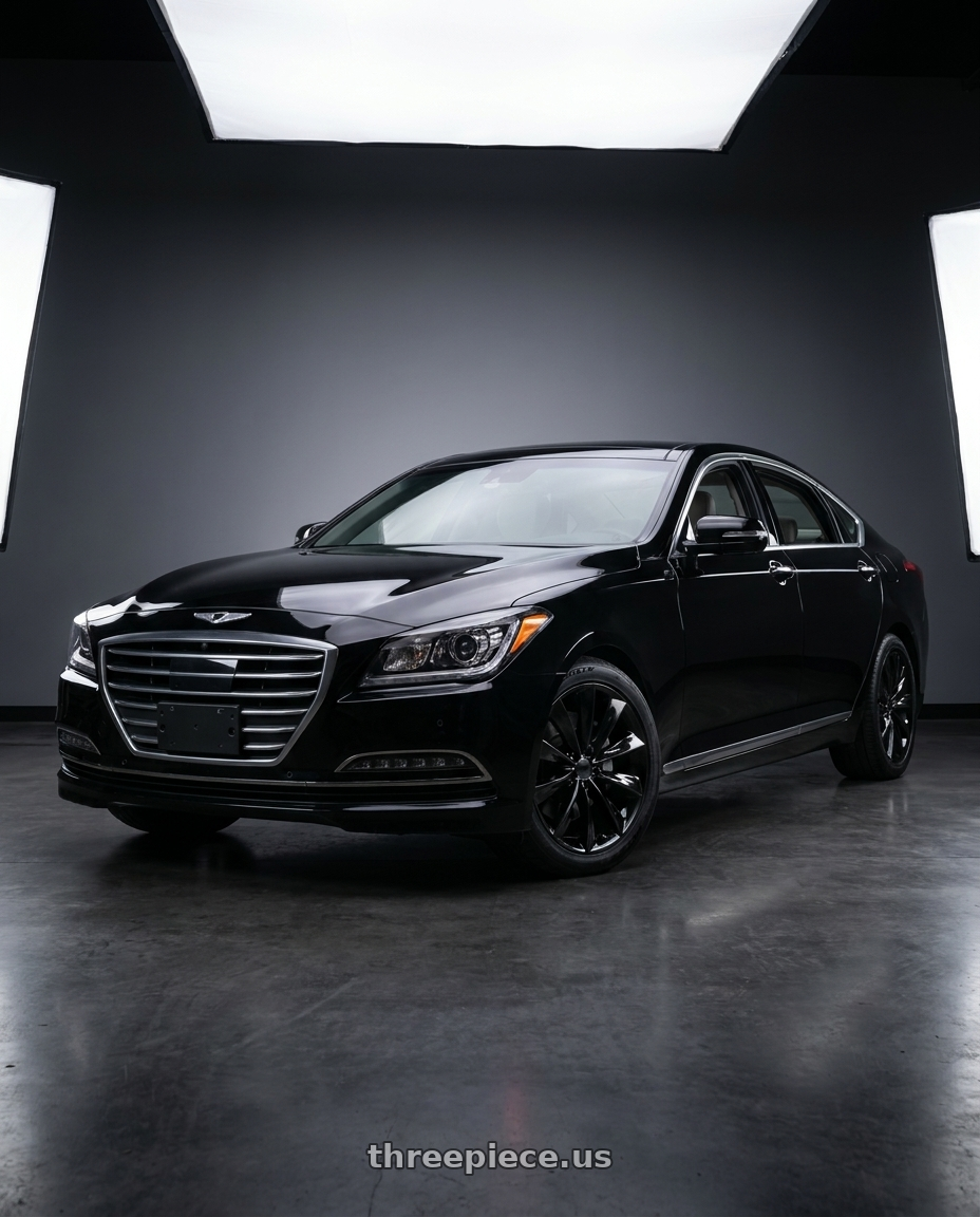 2016 hyundai genesis 3 8 with O.E. Revolution TS-1 5x114.3 19x8.5 +35 Gloss Black wheels