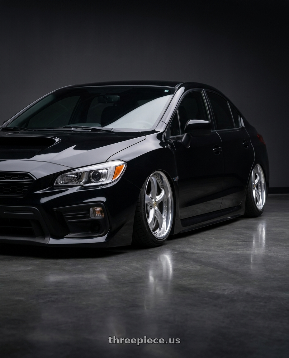 2021 Subaru wrx with Work Wheels VS-KF 5x114.3 18x9.5+47 Light Grey Silver A Disk FULL REVERSE wheels